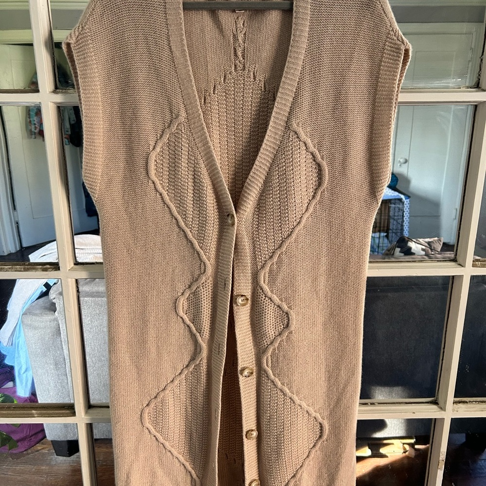 Pilcro Tan Knit Cardigan Vest